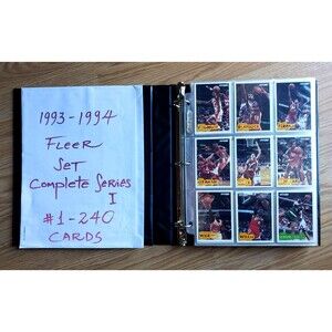 1993-94 Fleer NBA BASKETBALL COMPLETE SET SERIES 1 #1-240  W/BINDER & PROTECTORS